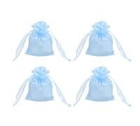 sourcing map Satin Bags with Drawstring, 3x4 Inch Wedding Favor Bag Mini Gift Packaging Bag for Birthday Christmas Jewelry Party (Blue, Pack of 4)