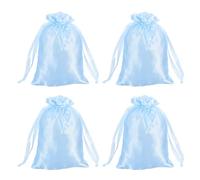 sourcing map Satin Bags with Drawstring, 4x6 Inch Wedding Favor Bag Mini Gift Packaging Bag for Birthday Christmas Jewelry Party (Blue, Pack of 4)