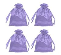 sourcing map Satin Bags with Drawstring, 6x8 Inch Wedding Favor Bag Mini Gift Packaging Bag for Birthday Christmas Jewelry Party (Purple, Pack of 4)