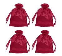sourcing map Satin Bags with Drawstring, 6x8 Inch Wedding Favor Bag Mini Gift Packaging Bag for Birthday Christmas Jewelry Party (Dark Red, Pack of 4)