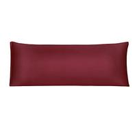 sourcing map Satin Bolster Body Pillow Case Zipper 1 PCS, Burgundy 50x137cm
