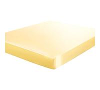 sourcing map Satin Fitted Sheet, Solid Silky 12" Deep Pocket Bed Sheet, Soft and Breathable Satin Bed Fitted Sheet Gloden Tone Single (99 x 190cm)