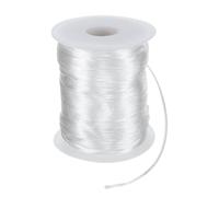 sourcing map Satin Nylon Cord String 2mm 330 Feet Silky Smooth Bracelets String for Macrame Kumihimo Chinese Knot Necklaces Beading Jewelry Making, White