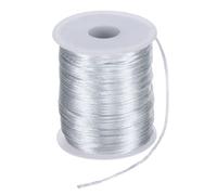 sourcing map Satin Nylon Cord String 2mm 330 Feet Silky Smooth Bracelets String for Macrame Kumihimo Chinese Knot Necklaces Beading Jewelry Making, Silver Tone