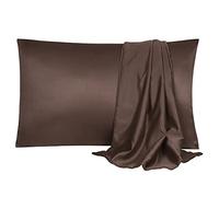 sourcing map Satin Pillowcases Envelope 2 Pack, Brown 35cm x 50cm