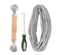sourcing map Screen Repair Kit, 0.14"x 32.8 ft Window Screen Spline with Roller Tool and Spline Removal Hook for Patio Door Window Mesh Install and Replace, Gray