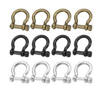 sourcing map Screw in Shackle, 8.5mm Zinc Alloy D-Ring Anchor Shackle U Type Screw Joint Connect for Keychain Key Fob Bracelet Leather DIY Crafts,Pack of 9,Bronze,Black,Silver