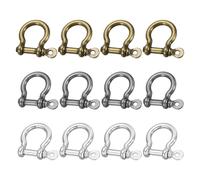 sourcing map Screw in Shackle, 8.5mm Zinc Alloy D-Ring Anchor Shackle U Type Screw Joint Connect for Keychain Key Fob Bracelet Leather DIY Craft,Pack of 12,Light Silver,Dark Bronze,Silver