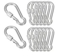 sourcing map Screw Locking Clips M8 1.97 Inch,304 Stainless Steel Spring Snap Hook for Outdoor Lifting Hanging Camping Swing Hammock Hiking Quick Link Pack of 10