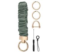 sourcing map Scrunchie Keychain Wristlet, Cute Wrist Lanyard with D Ring & Key Rings Elastic Wristlet Keychain for Women Car Keys, Army Green