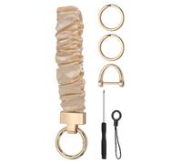 sourcing map Scrunchie Keychain Wristlet, Cute Wrist Lanyard with D Ring & Key Rings Elastic Wristlet Keychain for Women Car Keys, Champagne
