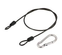 sourcing map Security Cable 2.5mmx0.5m Plastic Coated Steel Locking Rope Black with 5mm Stainless Steel Snap Hook