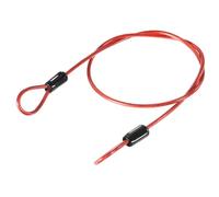 sourcing map Security Steel Cable Lock, Safety Cable Flexible Wire Rope Luggage Lock 1.6feet 2.5mm Vinyl Coated Braided Steel with Double Loop for Bike Bicycle U-Lock Padlock Red