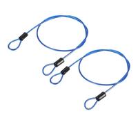 sourcing map Security Steel Cable Lock, Safety Cable Flexible Wire Rope Luggage Lock 1.6feet 2.5mm Vinyl Coated Braided Steel with Double Loop for Bike Bicycle U-Lock Padlock Blue Pack of 2