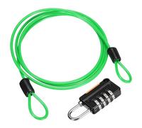 sourcing map Security Steel Cable with 4 Digit Combination Lock, 3.3Ft Coated Safety Green Wire Rope Double Loop Padlock Luggage Lock for Outdoor Travel (100cm)