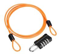 sourcing map Security Steel Cable with 4 Digit Combination Lock, 3.3Ft Coated Safety Orange Wire Rope Double Loop Padlock Luggage Lock for Outdoor Travel (100cm)