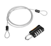 sourcing map Security Steel Cable with 4 Digit Combination Lock, 3.3Ft Coated Safety Silver Wire Rope Double Loop Padlock Luggage Lock for Outdoor Travel (100cm)
