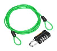 sourcing map Security Steel Cable with 4 Digit Combination Lock, 4.9Ft Coated Safety Green Wire Rope Double Loop Padlock Luggage Lock for Outdoor Travel (150cm)