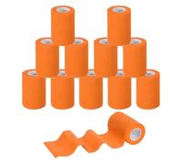 sourcing map Self Adhesive Bandage Wrap 3 Inch x 5 Yards Non-Woven Cohesive Bandages Tape Breathable Elastic Sports Athletic Tape for Ankles Wrists Hands Knees, Orange 12 Rolls