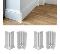 sourcing map Self Adhesive Baseboard Corner Blocks, 3.23 Inch Wall Edge Corner Protector 2 Inside + 2 Outside Corners-connector for Wall Floor Furniture Edge(Silver)