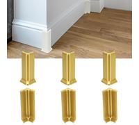 sourcing map Self Adhesive Baseboard Corner Blocks, 4.07 Inch Wall Edge Corner Protector 3 Inside + 3 Outside Corners-connector for Wall Floor Furniture Edge(Gold)