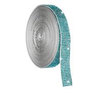 sourcing map Self Adhesive Crystal Rhinestone Ribbon Roll, 7 Rows of 4 Yard Crystal Diamond Ribbon Roll, Rhinestone Stickers for Arts Crafts Wedding Birthdays Decoration Lake Blue