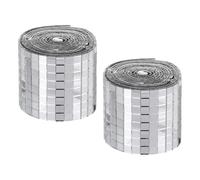 sourcing map Self Adhesive Glass Mirror Mosaic Tiles 3200 Pcs 5 x 5 mm Disco Tiles for Craft Decoration Glass Mirror Disco Ball Silver 2 Pcs