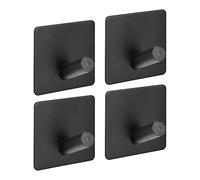 sourcing map Self Adhesive Hooks, 4 Pack 304 Stainless Steel Sticky Hooks Wall Hanger for Hanging Clothes Towels Kitchen Tools, Black