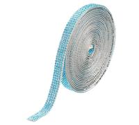 sourcing map Self Adhesive Rhinestone Strips, 4 Rows 4 Yards Crystal Rhinestone Ribbon Bling Diamond Stickers Wrap for Crafts Car Phone Decor (Lake Blue, 0.35 Inch Wide)