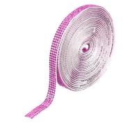 sourcing map Self Adhesive Rhinestone Strips, 4 Rows 4 Yards Crystal Rhinestone Ribbon Bling Diamond Stickers Wrap for Crafts Car Phone Decor (Rose, 0.35 Inch Wide)