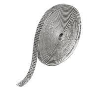 sourcing map Self Adhesive Rhinestone Strips, 4 Rows 4 Yards Crystal Rhinestone Ribbon Bling Diamond Stickers Wrap for Crafts Car Phone Decor (Gray, 0.35 Inch Wide)