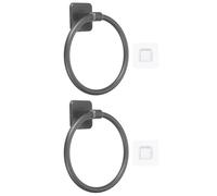 sourcing map Self Adhesive Towel Holder, 2Pcs Bathroom Hardware Wall Mounted Aluminum Round Ring Towel Hanger for Bathroom Toilet Kitchen, Grey