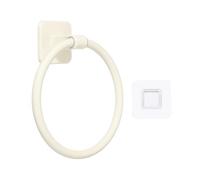 sourcing map Self Adhesive Towel Holder, Bathroom Hardware Wall Mounted Aluminum Round Ring Towel Hanger for Bathroom Toilet Kitchen, White