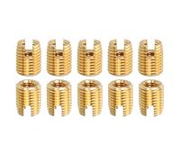 sourcing map Self Tapping Threaded Inserts, 10pcs Inner M4-0.7 Outer M6.5x8 Brass Slotted Thread Repair Inserts Nuts