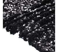 sourcing map Sequin Fabric Black, 1 Yard Length 3.9 Feet Wide Velvet Fabric, Mesh Fabric Full Glitter Sequins Fabric Sewing for Craft Clothes Decoration