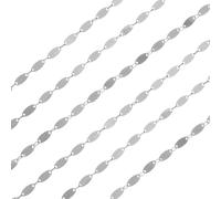 sourcing map Sequin Link Chain, 5 Meters/16.4 Ft White Silver Plated Flat Oval Link Chains Necklace Chains Bulk for Jewelry Making, DIY Bracelet, Necklace, Clothes Decoration