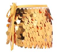 sourcing map Sequin Short Skirt Women's Rave Party Dance Skirt Sparkly Belly Dance Hip Skirts Wrap for Dance Party Night Club Costume(Yellow)