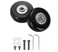 sourcing map Set of 1 Luggage Wheels Replacement 45 x 18 mm/1.8" x 0.7" Rubber Swivel Caster Bearing Wheels Repair Kits for Suitcase Inline Outdoor Skate,Black