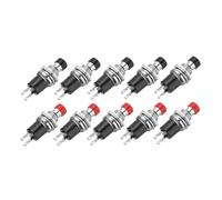 sourcing map Set of 10 1A 250V AC 7mm Mini Momentary Push Button Switch PBS-110 NO Black/Red Switch Button with Soldering Foot for Electronic Devices