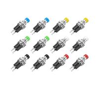 sourcing map Set of 12 1A 250V AC 7mm Mini Momentary Push Button Switch SPST NO Switch Button with Soldering Foot for Electronic Devices