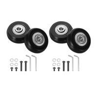 sourcing map Set of 2 Luggage Wheels Replacement 43 x 18 mm/1.7" x 0.7" Rubber Swivel Caster Bearing Wheels Repair Kits for Suitcase Inline Outdoor Skate,Black