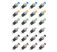sourcing map Set of 24 1A 250V AC 7mm Mini Momentary Push Button Switch SPST NO Switch Button with Soldering Foot for Electronic Devices