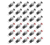 sourcing map Set of 30 1A 250V AC 7mm Mini Momentary Push Button Switch PBS-110 NO Black/Red Switch Button with Soldering Foot for Electronic Devices