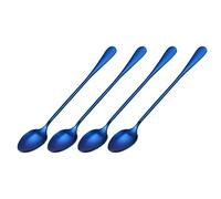 sourcing map Set of 4 Long Handle Spoon, 7.5-Inch Stainless Steel Ice Cream Spoon Cocktail Stirring Spoons Coffee Spoons for Mixing, Beverage, Coffee (Blue)
