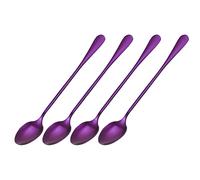 sourcing map Set of 4 Long Handle Spoon, 7.5-Inch Stainless Steel Ice Cream Spoon Cocktail Stirring Spoons Coffee Spoons for Mixing, Beverage, Coffee (Purple)