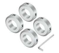 sourcing map Set Screw Shaft Collar for 17mm Shaft, 4pcs Clamping Collars 32mm OD, 10mm Thickness, Aluminum Alloy Clamp-On Collar with M6 Set Screws and a Wrench