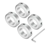 sourcing map Set Screw Shaft Collar for 18mm Shaft, 4pcs Clamping Collars 32mm OD, 10mm Thickness, Aluminum Alloy Clamp-On Collar with M6 Set Screws and a Wrench