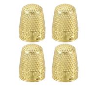 sourcing map Sewing Thimble Finger Protector, 4 Pcs Metal Finger Shield Ring for Hand Sewing, Craft Accessories DIY Sewing Tools, Gold