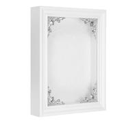 sourcing map Shadow Box Frame, 21 x 15 cm Wooden Display Case with Clear Glass Cover Shadow Box Picture Frame Display Case for Photo Memorabilia Ticket Dried Flower Art Craft White