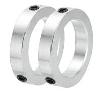 sourcing map Shaft Collar 2.2 Inch Bore Zinc Plated Carbon Steel Set Screw Style Clamping Collars Silver 2 Pcs
